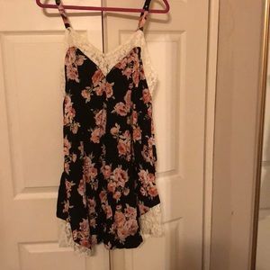 Shirt length dress with lace trim